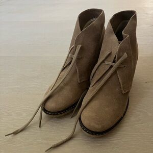 Never worn and in box NWT J. Crew MacAlister tan suede wedge boots ankle boots